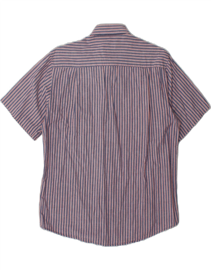 CHARRO Mens Short Sleeve Shirt Medium Navy Blue Striped Cotton Vintage Charro and Second-Hand Charro from Messina Hembry 