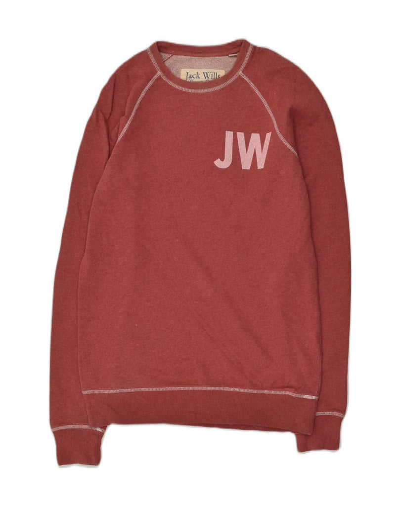 JACK WILLS Mens Graphic Sweatshirt Jumper XS Maroon Cotton | Vintage Jack Wills | Thrift | Second-Hand Jack Wills | Used Clothing | Messina Hembry 