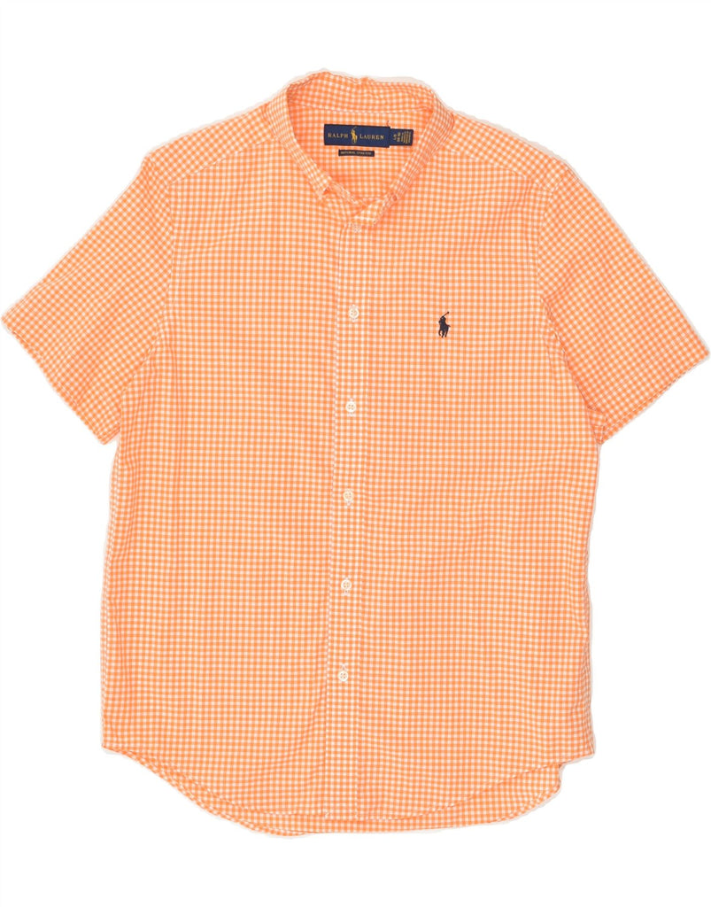 POLO RALPH LAUREN Boys Short Sleeve Shirt 14-15 Years Large  Orange Check | Vintage Polo Ralph Lauren | Thrift | Second-Hand Polo Ralph Lauren | Used Clothing | Messina Hembry 