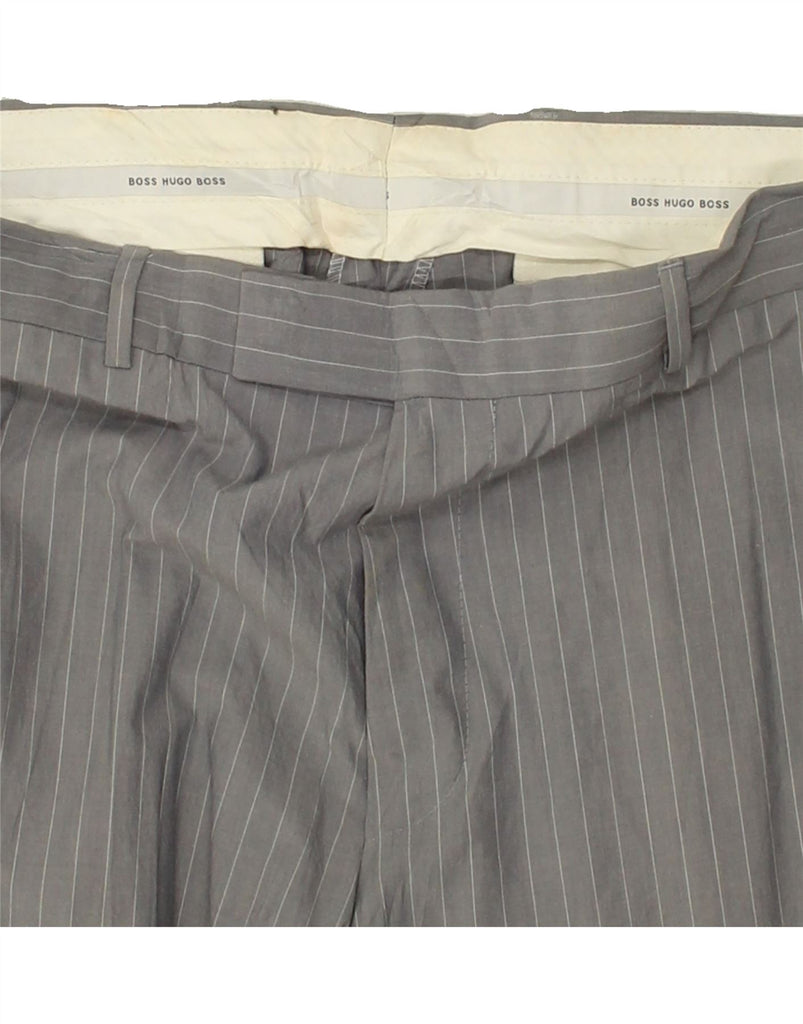 HUGO BOSS Mens Straight Suit Trousers W36 L31  Grey Pinstripe Cotton | Vintage Hugo Boss | Thrift | Second-Hand Hugo Boss | Used Clothing | Messina Hembry 