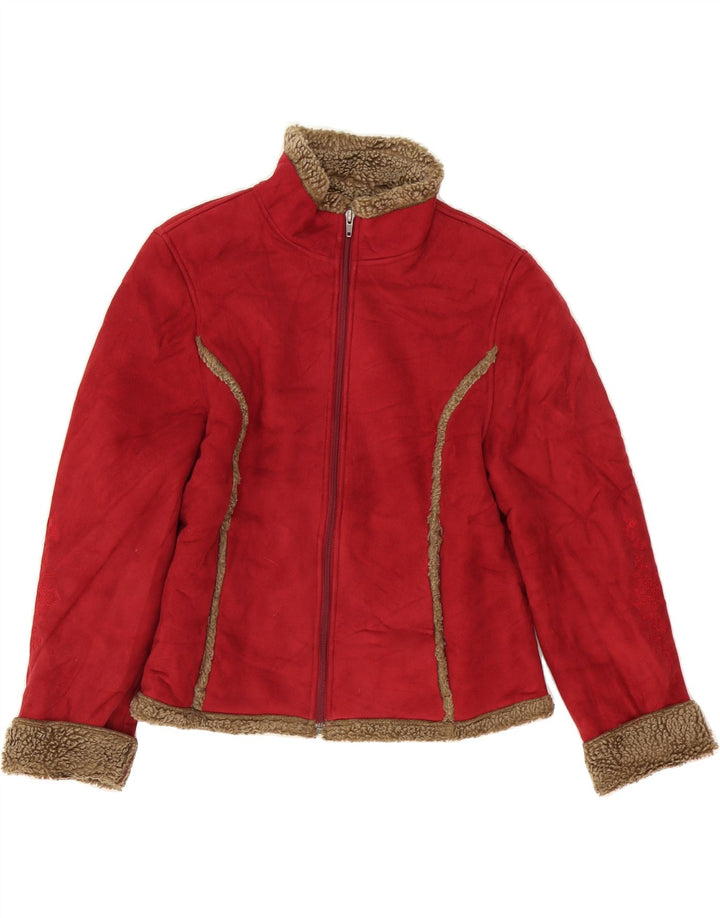 L.L.BEAN Womens Sherpa Jacket UK 14 Medium Burgundy Polyester Vintage L.L.Bean and Second-Hand L.L.Bean from Messina Hembry 