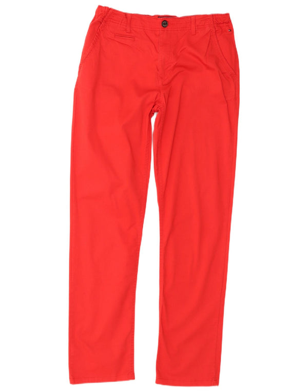 Tommy Hilfiger Boys Slim Chino Trousers 15-16 Years W32 L32 Red Cotton