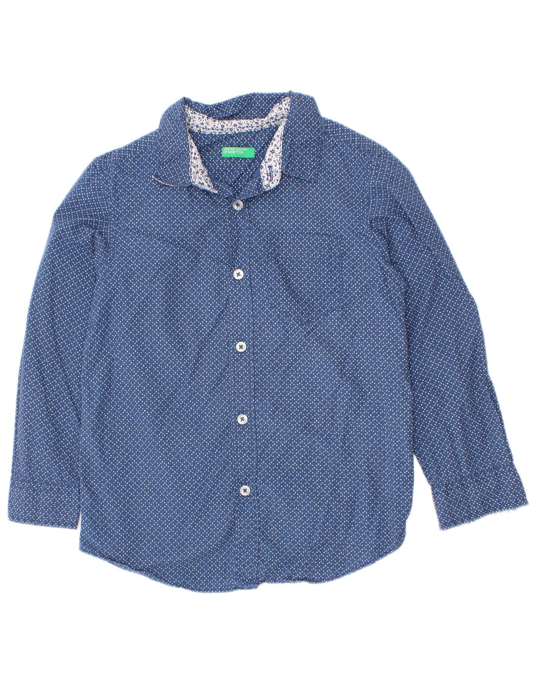 Benetton Boys Shirt 4-5 Years XS Blue Spotted Cotton