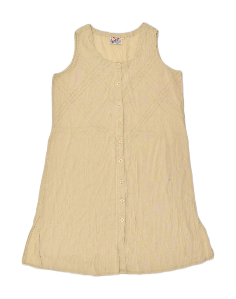 POSITANO BY JEAN PAUL Womens Sleeveless Shirt Dress US 2 XS Beige Linen | Vintage Positano by Jean Paul | Thrift | Second-Hand Positano by Jean Paul | Used Clothing | Messina Hembry 