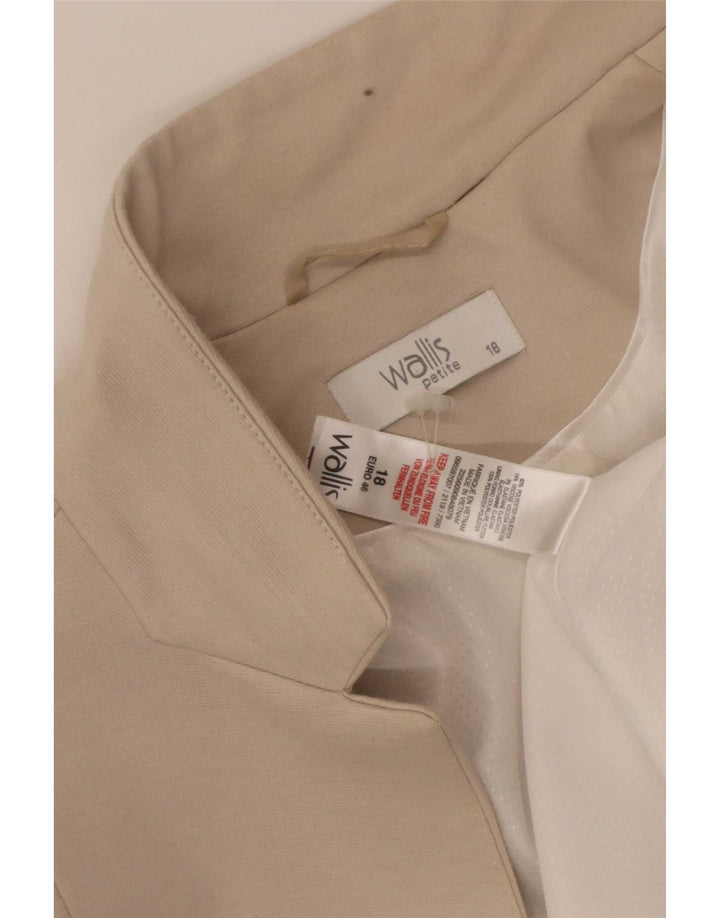 Wallis Womens 3/4 Sleeve Open Blazer Jacket UK 18 XL Beige Polyester