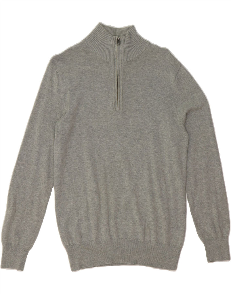 J. CREW Womens Zip Neck Jumper Sweater UK 10 Small Grey Cotton Vintage J. Crew and Second-Hand J. Crew from Messina Hembry 