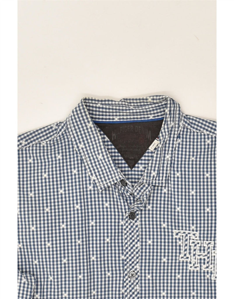 TOMMY HILFIGER Mens Shirt XL Blue Gingham Cotton | Vintage Tommy Hilfiger | Thrift | Second-Hand Tommy Hilfiger | Used Clothing | Messina Hembry 