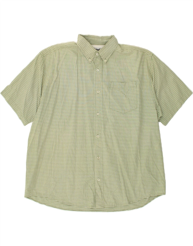 WRANGLER Mens Short Sleeve Shirt XL Green Gingham Cotton | Vintage Wrangler | Thrift | Second-Hand Wrangler | Used Clothing | Messina Hembry 