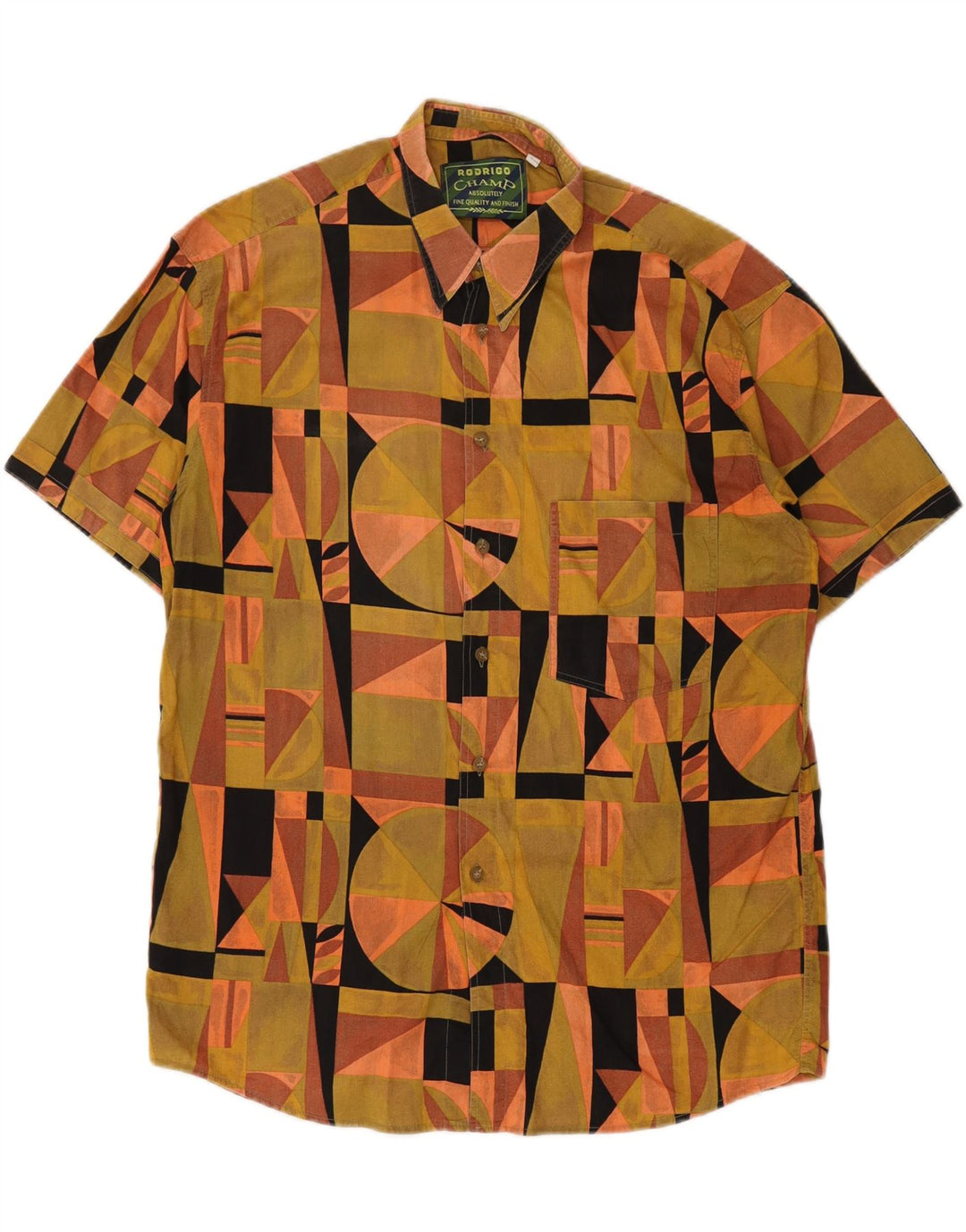 RODRIGO Mens Short Sleeve Shirt Size 41/42 Large Multicoloured Geometric