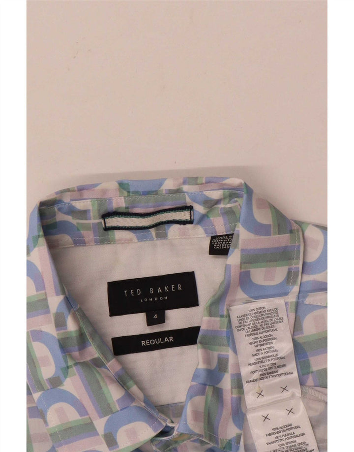 Ted Baker Mens Short Sleeve Shirt Size 4 Large Multicoloured Geometric