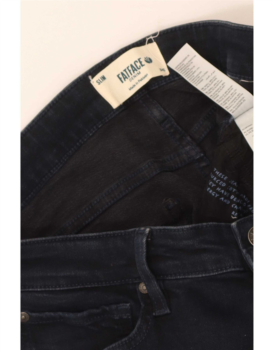 Fat Face Mens Slim Jeans W34 L29 Navy Blue Cotton