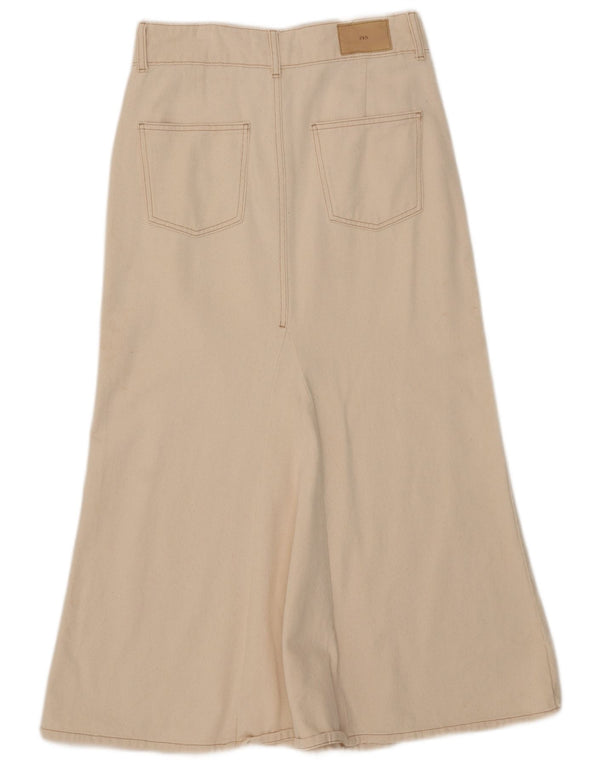 Zara Womens Midi Skirt Medium W29 Beige Cotton