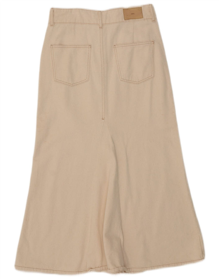 Zara Womens Midi Skirt Medium W29 Beige Cotton