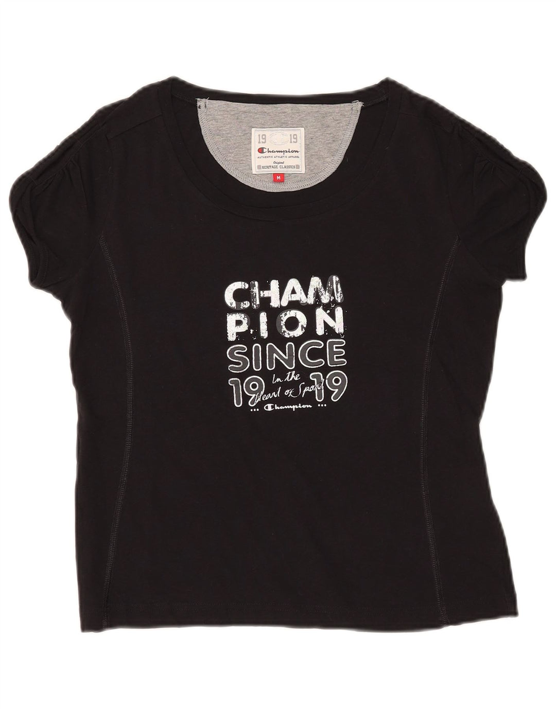 CHAMPION Womens Heritage Classics Graphic T-Shirt Top UK 12 Medium Black