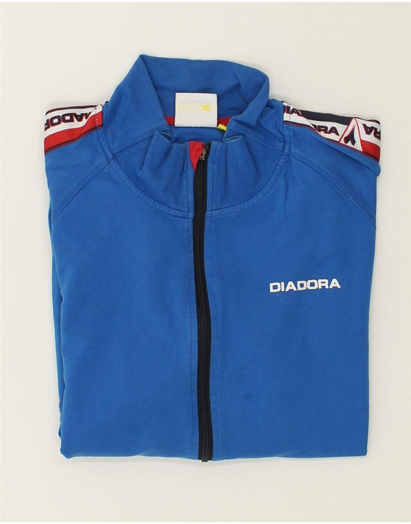 DIADORA Womens Graphic Tracksuit Top Jacket UK 16 Large Blue Cotton | Vintage Diadora | Thrift | Second-Hand Diadora | Used Clothing | Messina Hembry 