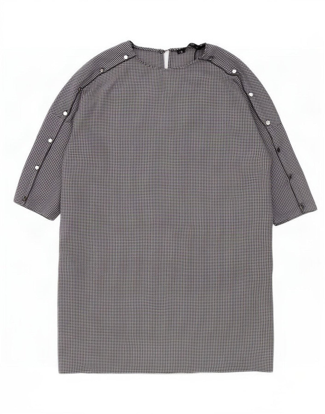 Zara Womens 3/4 Sleeve Shift Dress UK 16 Large Black Houndstooth Polyester