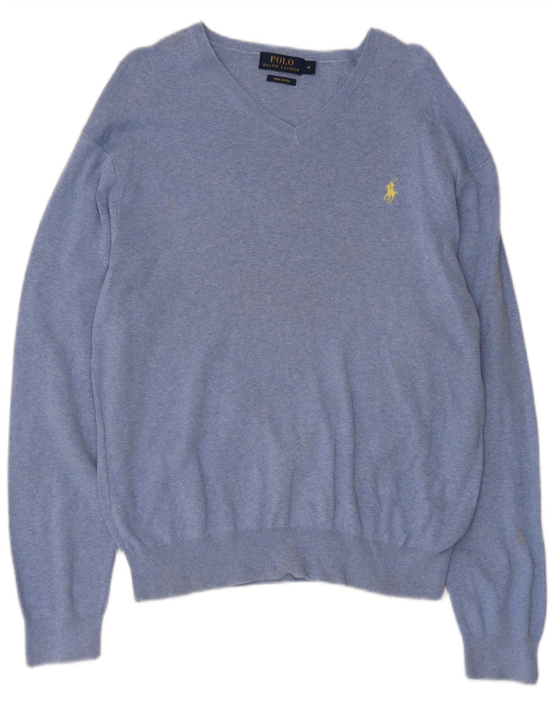 Polo Ralph Lauren Mens V-Neck Jumper Sweater Medium Blue