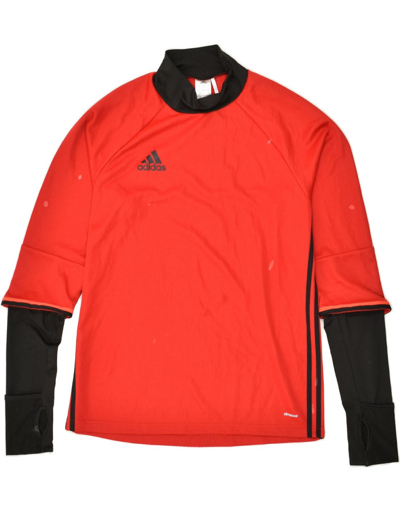 ADIDAS Mens Top Long Sleeve Large Red Colourblock Polyester | Vintage Adidas | Thrift | Second-Hand Adidas | Used Clothing | Messina Hembry 