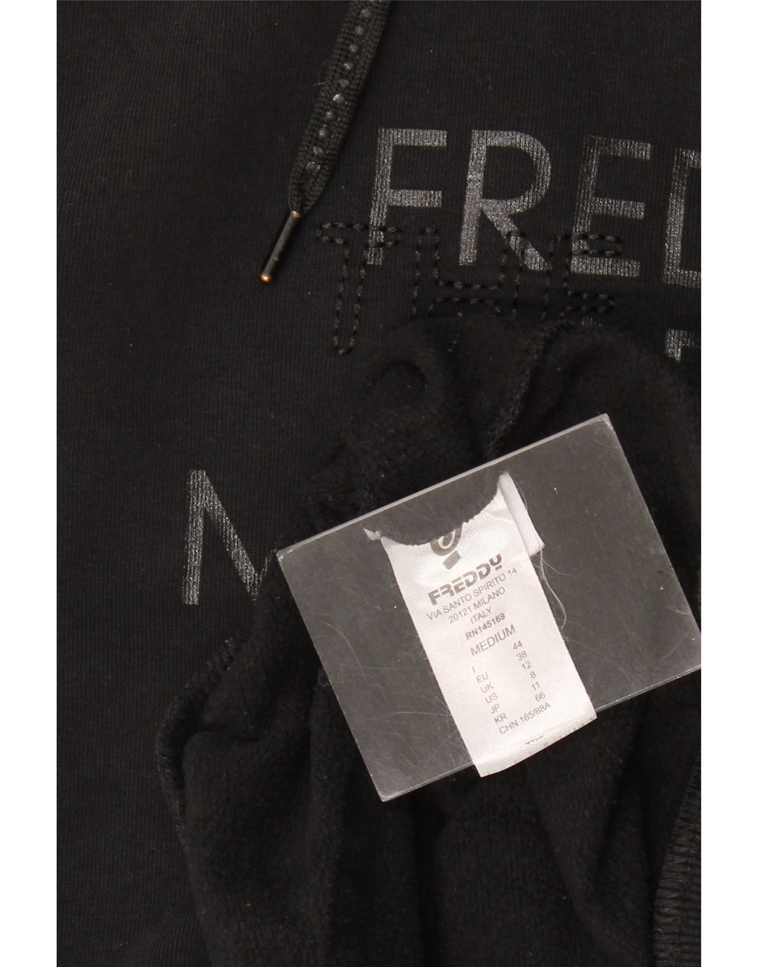 Freddy Womens Graphic Sweatshirt Jumper UK 14 Medium Black Cotton