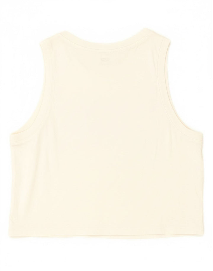 LEVI'S Womens Crop Graphic Vest Top UK 10 Small Off White Vintage Levi's and Second-Hand Levi's from Messina Hembry 