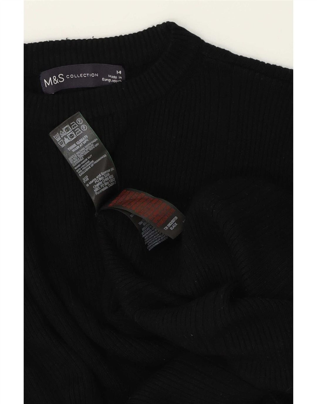 Marks & Spencer Womens Crew Neck Jumper Sweater UK 14 Large Black Viscose