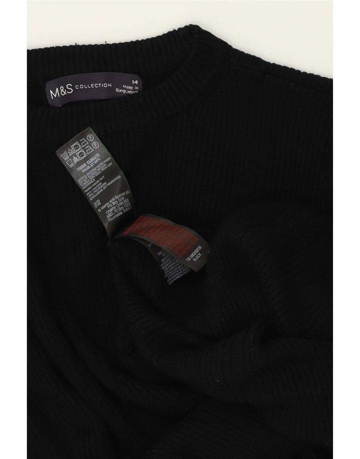Marks & Spencer Womens Crew Neck Jumper Sweater UK 14 Large Black Viscose