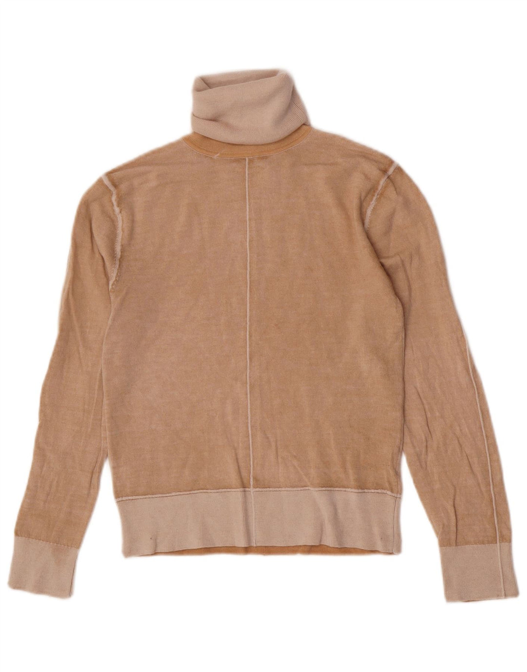 Zara Womens Roll Neck Jumper Sweater UK 12 Medium Beige Wool
