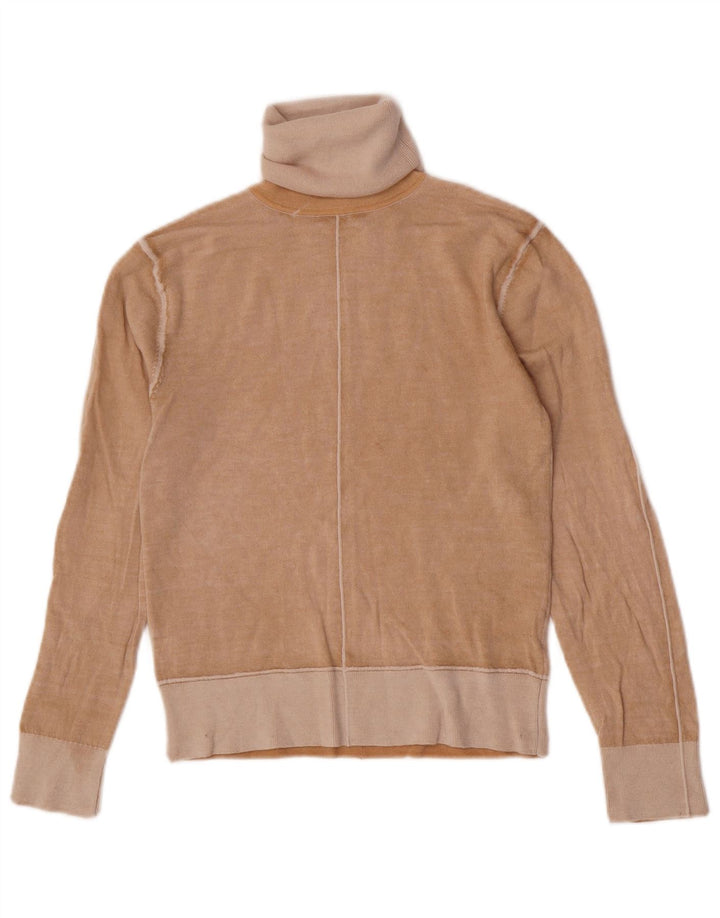 Zara Womens Roll Neck Jumper Sweater UK 12 Medium Beige Wool