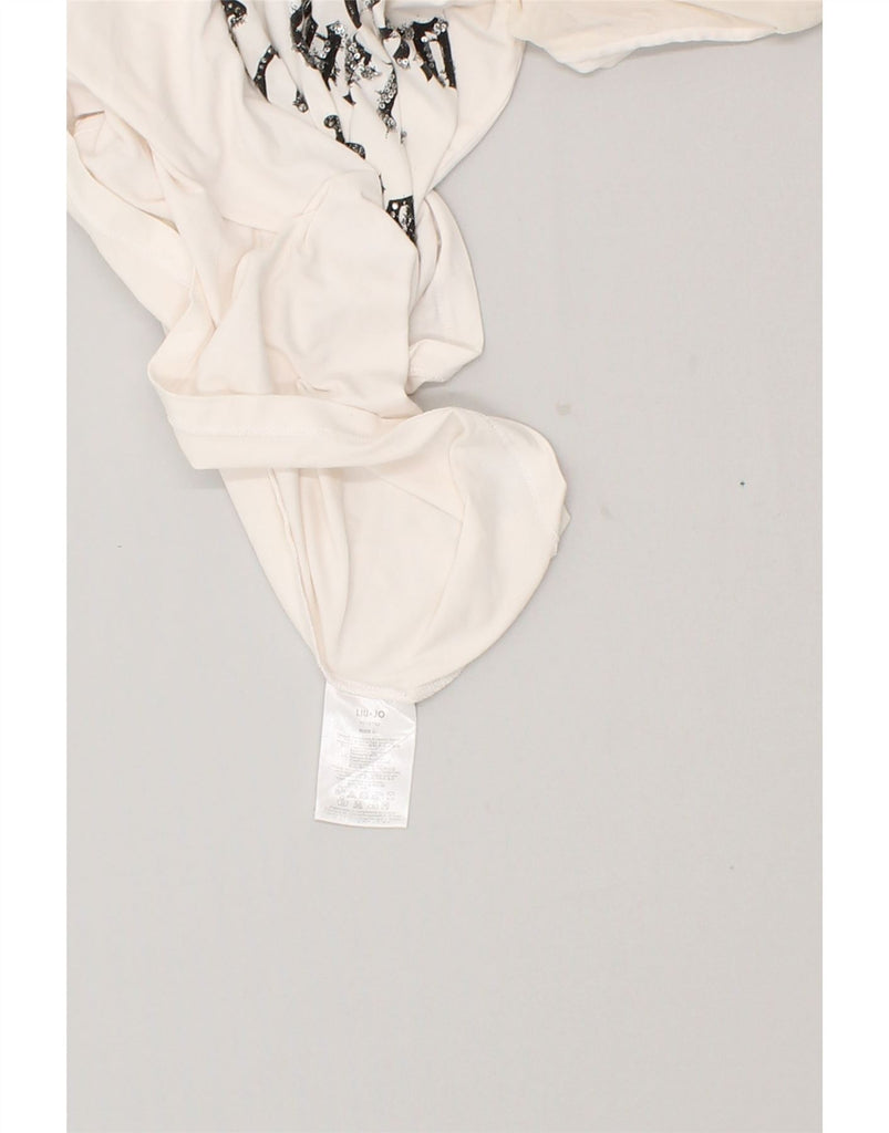 LIU JO Womens Graphic T-Shirt Top UK 14 Large White Cotton | Vintage Liu Jo | Thrift | Second-Hand Liu Jo | Used Clothing | Messina Hembry 