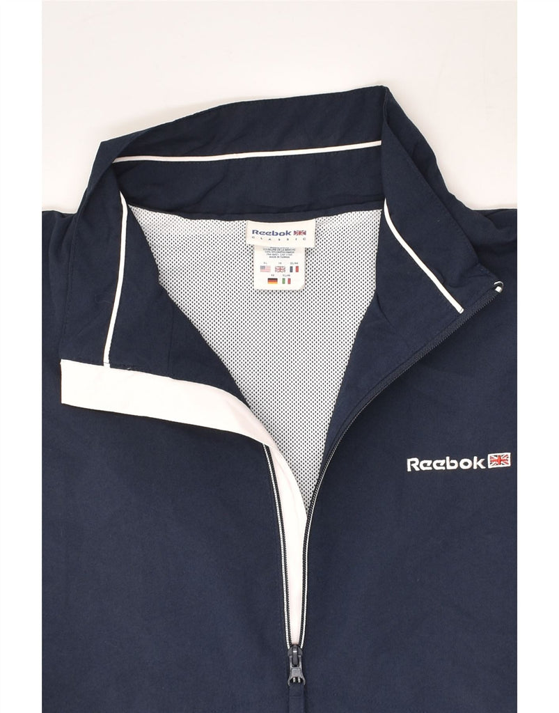 REEBOK Womens Tracksuit Top Jacket UK 18 XL Navy Blue Polyester | Vintage Reebok | Thrift | Second-Hand Reebok | Used Clothing | Messina Hembry 