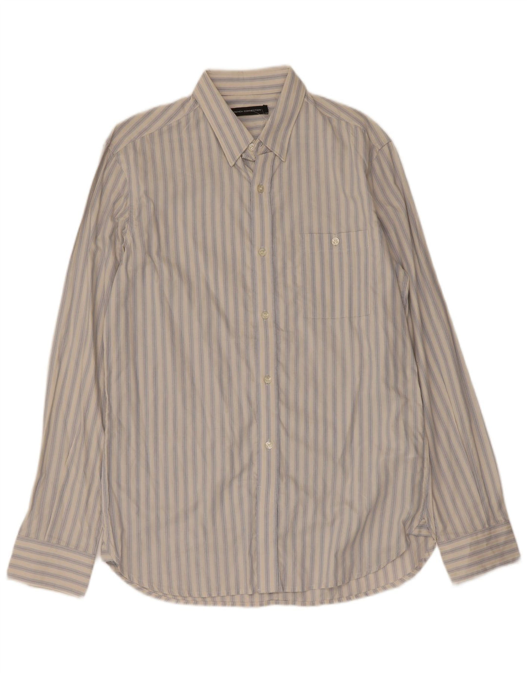 French Connection Mens Shirt Medium White Striped Cotton