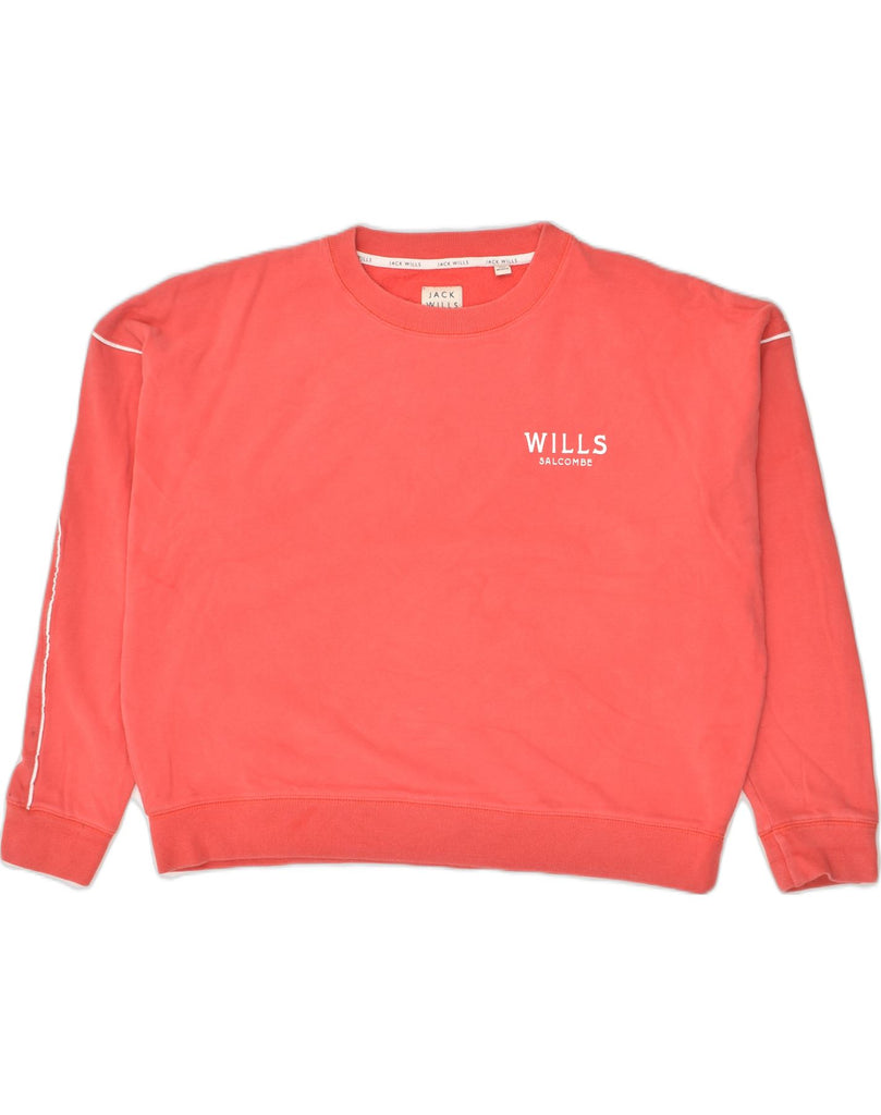 JACK WILLS Womens Oversized Sweatshirt Jumper UK 14 Large Pink Cotton | Vintage Jack Wills | Thrift | Second-Hand Jack Wills | Used Clothing | Messina Hembry 