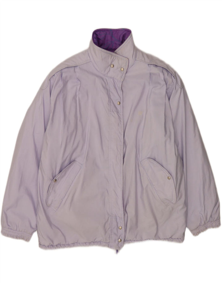 Belfe Womens Oversized Reversible Jacket UK 14 Large Purple Floral
