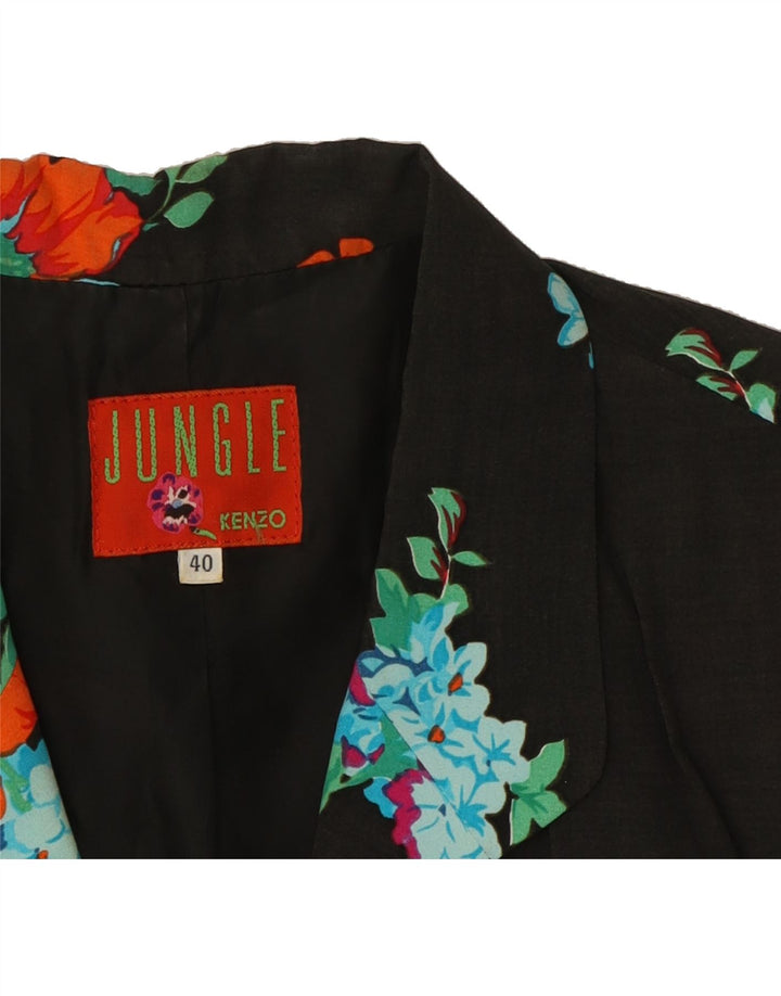 JUNGLE KENZO Womens 5 Button Blazer Jacket IT 40 Small Black Floral Vintage Jungle Kenzo and Second-Hand Jungle Kenzo from Messina Hembry 