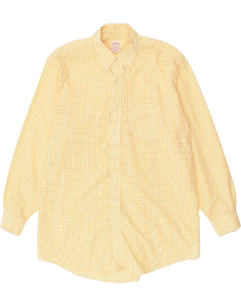 BROOKS BROTHERS Mens Shirt Size 17 1/2 XL Yellow Check Cotton | Vintage Brooks Brothers | Thrift | Second-Hand Brooks Brothers | Used Clothing | Messina Hembry 