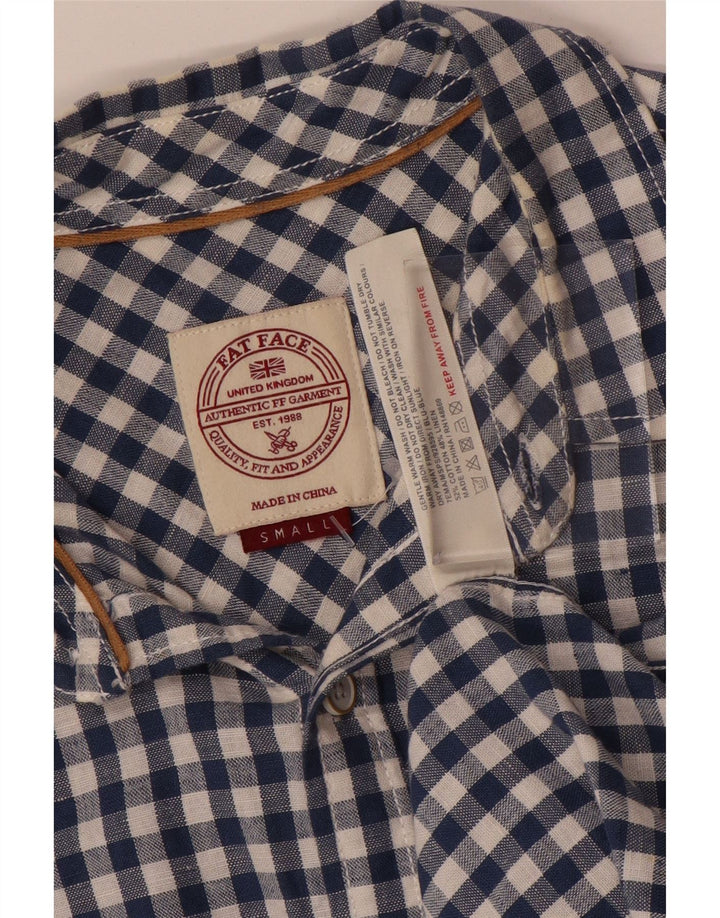 Fat Face Mens Short Sleeve Shirt Small Blue Gingham Cotton