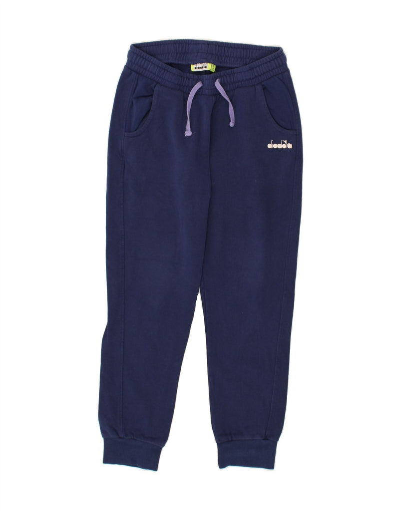 DIADORA Girls Graphic Tracksuit Trousers Joggers 11-12 Years XL Navy Blue | Vintage Diadora | Thrift | Second-Hand Diadora | Used Clothing | Messina Hembry 