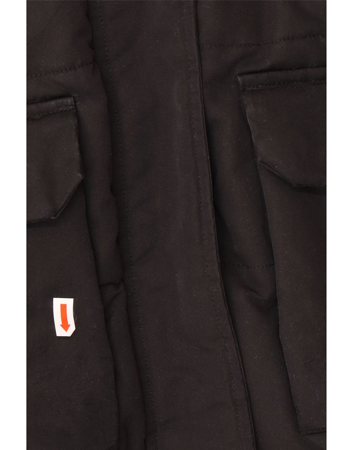 Superdry Womens Hooded Loose Fit Padded Jacket UK 10 Small Black Winter