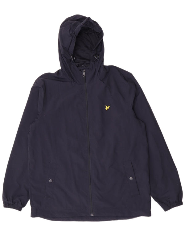 Lyle & Scott Mens Hooded Rain Jacket UK 42 XL Navy Blue Nylon