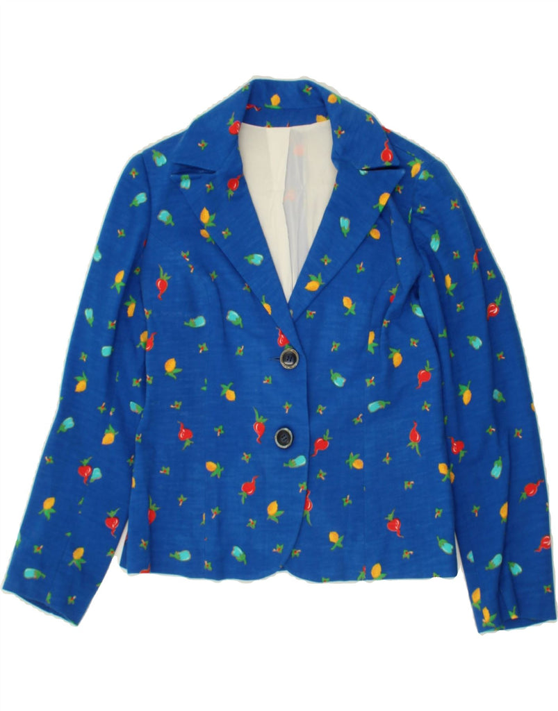VINTAGE Womens Abstract Pattern 2 Button Blazer Jacket UK 12 Medium Blue | Vintage Vintage | Thrift | Second-Hand Vintage | Used Clothing | Messina Hembry 