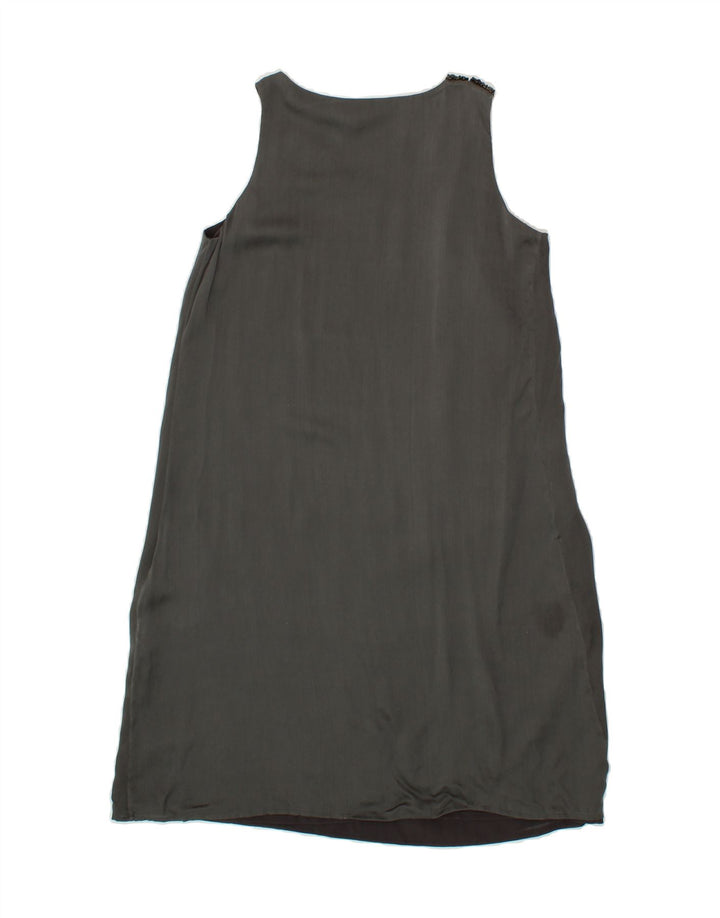 TRUSSARDI Womens Sleeveless Sheath Dress UK 14 Medium Grey Silk Vintage Trussardi and Second-Hand Trussardi from Messina Hembry 