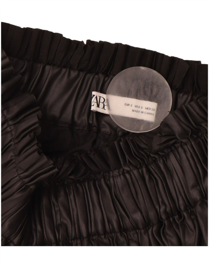 ZARA Womens Pleated Skirt Small W26 Black Polyester
