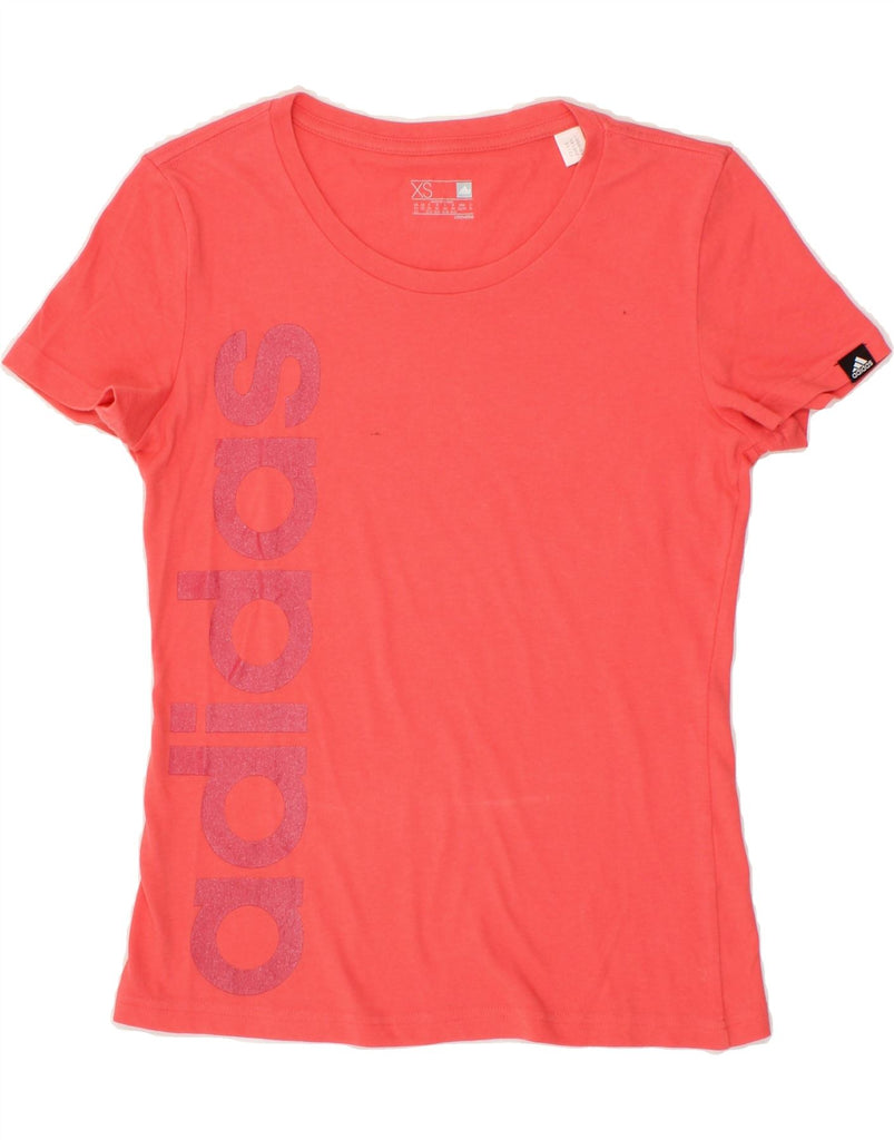 ADIDAS Womens Graphic T-Shirt Top UK 6 XS Pink Vintage Adidas and Second-Hand Adidas from Messina Hembry 