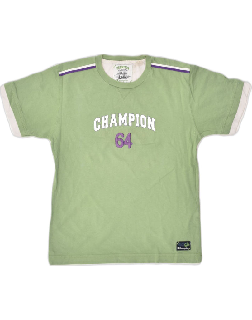 CHAMPION Boys Graphic T-Shirt Top 9-10 Years Medium Green Cotton | Vintage Champion | Thrift | Second-Hand Champion | Used Clothing | Messina Hembry 