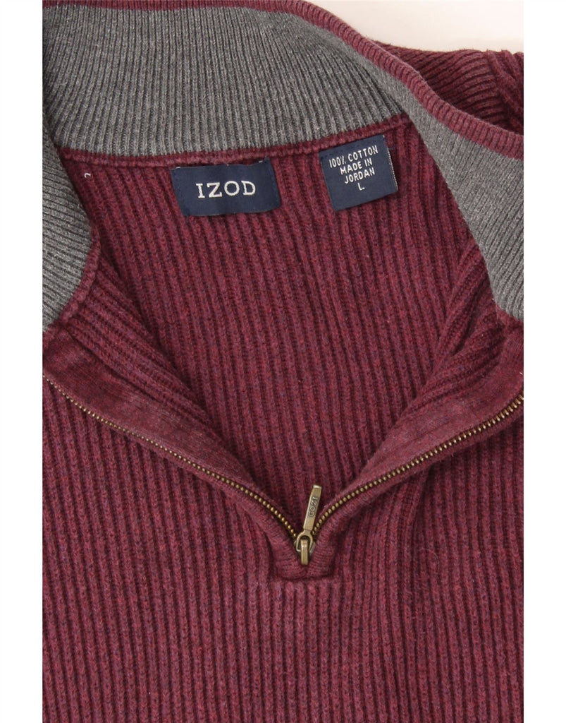 IZOD Mens Zip Neck Jumper Sweater Large Burgundy Cotton Vintage Izod and Second-Hand Izod from Messina Hembry 