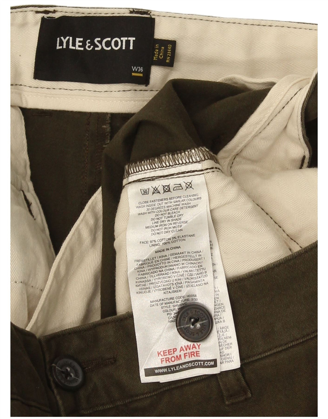 LYLE & SCOTT Mens Chino Shorts W36 Large Khaki Cotton