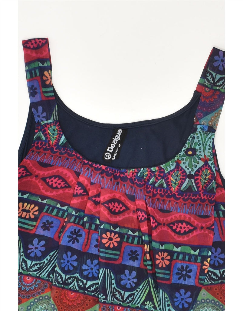 DESIGUAL Womens Sundress IT 44 Medium  Navy Blue Geometric | Vintage Desigual | Thrift | Second-Hand Desigual | Used Clothing | Messina Hembry 