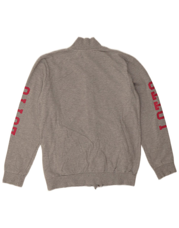 Lotto Womens Graphic Tracksuit Top Jacket UK 14 Medium Grey Flecked Cotton