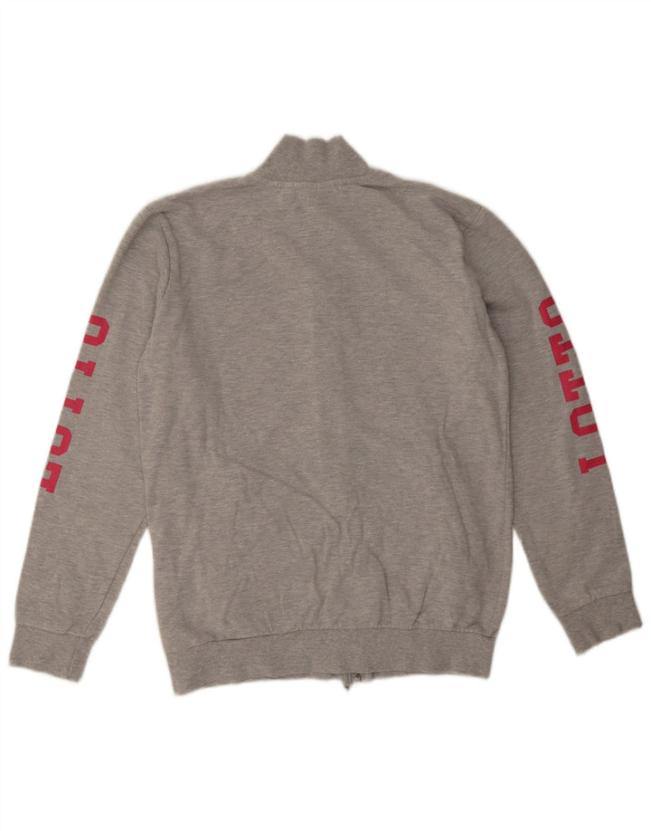Lotto Womens Graphic Tracksuit Top Jacket UK 14 Medium Grey Flecked Cotton