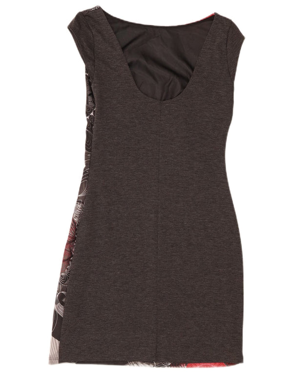 Desigual Womens Sheath Dress UK 10 Small Grey Floral Polyester